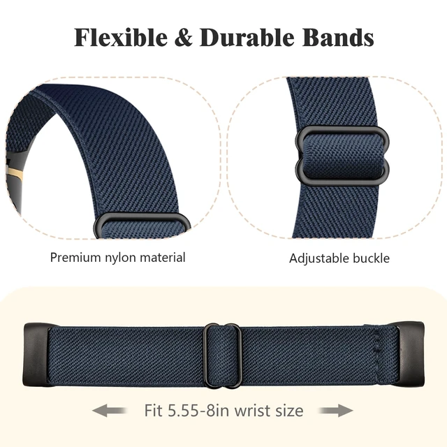 Alt view image 4 of 7 - 10 Pack Stretchy Nylon Band Compatible with Fitbit Charge 6 Bands for Women Men, Elastic Soft Sport Strap Replacement Wristbands for Fitbit Charge 6 /Fitbit Charge 5 Bands