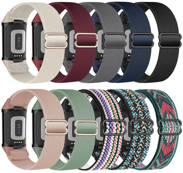 Main image of 10 Pack Stretchy Nylon Band Compatible with Fitbit Charge 6 Bands for Women Men, Elastic Soft Sport Strap Replacement Wristbands for Fitbit Charge 6 /Fitbit Charge 5 Bands