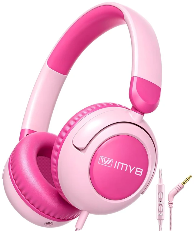 Main image of Kids Headphones for School, Wired HD Mic 3-15 Year for Girls Boys (Pink) 85/94dB Volume Limit Safe Over-Ear Toddlers Durable Foldable Cord for iPad Tablet PC, Travel Airplane (Blue)