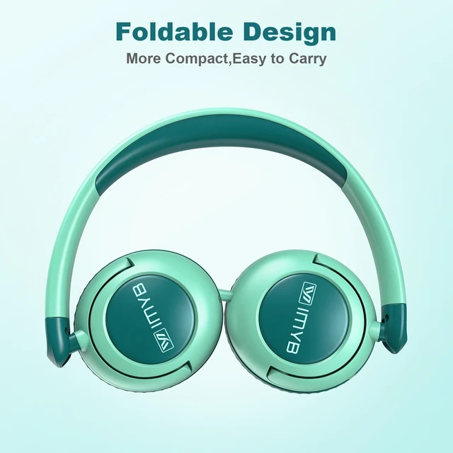 Alt view image 7 of 7 - Kids Headphones for School, Wired HD Mic 3-15 Year for Girls Boys (Green) 85/94dB Volume Limit Safe Over-Ear Toddlers Durable Foldable Cord for iPad Tablet PC, Travel Airplane (Blue)