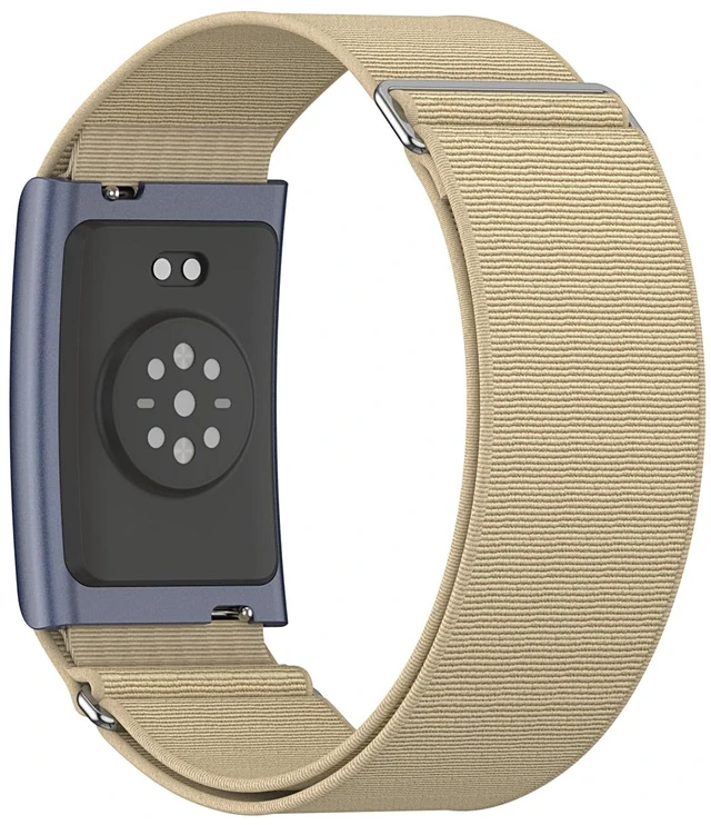 Alt view image 2 of 7 - Stretchy Nylon Sport Loop Compatible with Amazfit Helio Strap, Adjustable Elastic Fitness Tracker Wristband with Pre-Installed 22mm Pins (Dune)
