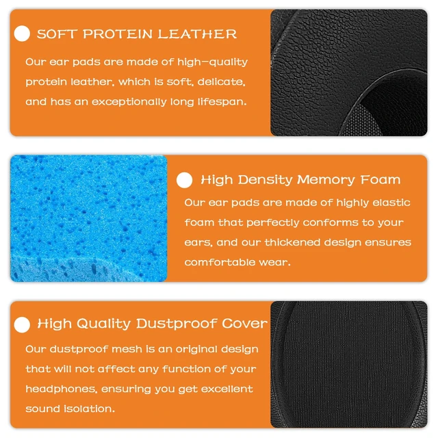 Alt view image 3 of 7 - Replacement Ear Pads for Beats Studio 3 & Studio 2-Black Earpads for Beats Studio 2 & Studio 3 Wired & Wireless Headphones, Ear Cushions, Ear Cups Cover Repair Parts