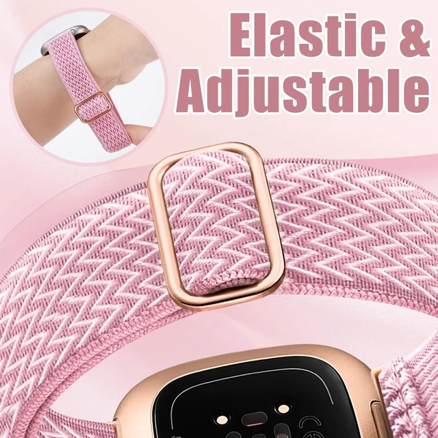 Alt view image 3 of 7 - Elastic Bands &Storage Case for Fitbit Versa 3/4,Sense1/ 2 Adjustable Stretchy Nylon Wristband,Sport Replacement Strap for Women Men