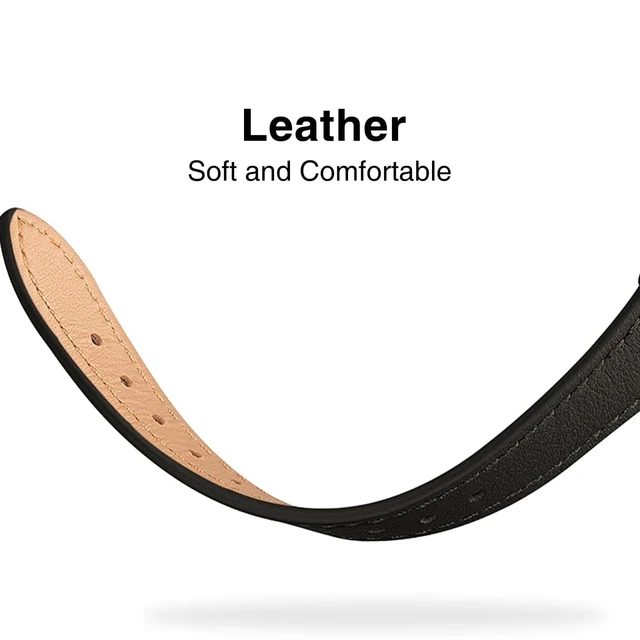 Alt view image 3 of 6 - Slim Leather Band Compatible with Fitbit Inspire 3 Bands,Black/Rose Gold Top Grain Genuine Leather,Strap,Thin,Wristband,for Fitbit Inspire 3,Women