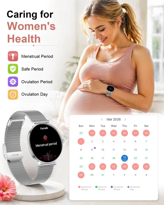 Alt view image 6 of 7 - Smart Watches for Women,1.32'' AMOLED Ultra-Thin Smart Watch with Bluetooth Make/Answer Call,Heart Rate/SpO2/Sleep Tracker,120+ Sports Modes IP68 Fitness Watch Android/iOS Compatible,4 Straps,Silver