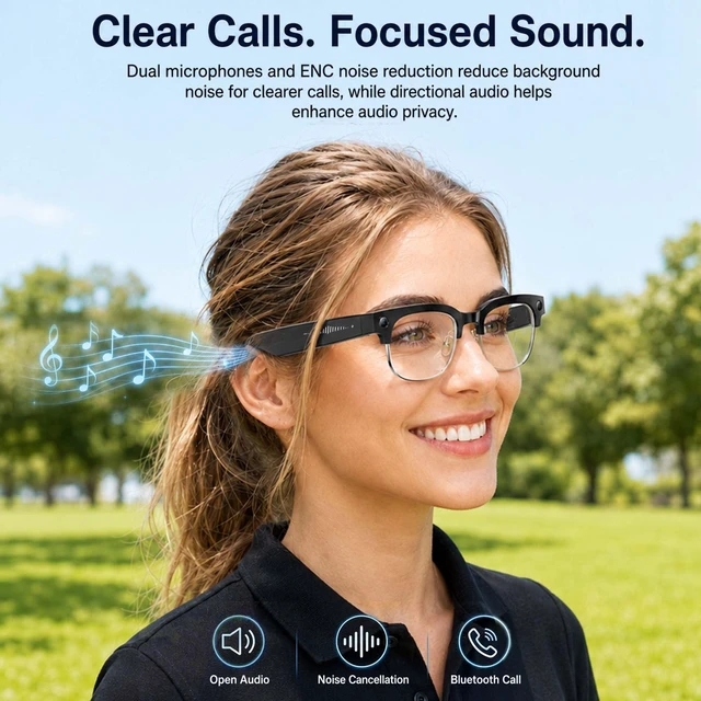 Alt view image 5 of 7 - AI Smart Glasses with Camera, Bluetooth Camera Glasses 8MP Camera Glasses, Real-Time Translation, AI Voice Assistant, Open-Ear Speakers, Bluetooth Calling, IP66 Water Resistance