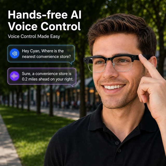 Alt view image 3 of 7 - AI Smart Glasses with Camera, Bluetooth Camera Glasses 8MP Camera Glasses, Real-Time Translation, AI Voice Assistant, Open-Ear Speakers, Bluetooth Calling, IP66 Water Resistance