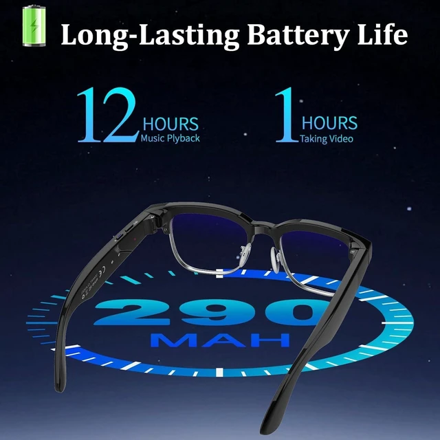 Alt view image 7 of 7 - AI Smart Glasses with Camera, Bluetooth Camera Glasses 8MP Camera Glasses, Real-Time Translation, AI Voice Assistant, Open-Ear Speakers, Bluetooth Calling, IP66 Water Resistance