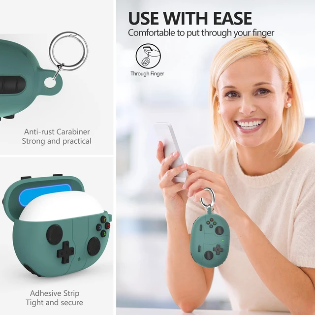 Alt view image 4 of 7 - Beats Studio Buds Plus Case Cover, 2021/2023 New Beats Studio Buds, Wireless Earbuds Silicone Case Accessories with Keychain, Pine Green