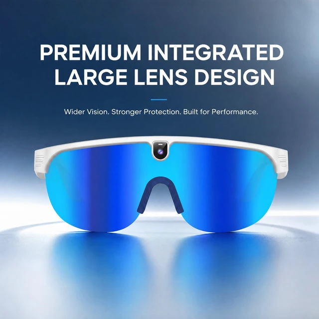Alt view image 3 of 7 - Oversized AI Smart Glasses with Camera, Sport Bluetooth Glasses 1080P video, open-ear audio, AI assistant & translation
