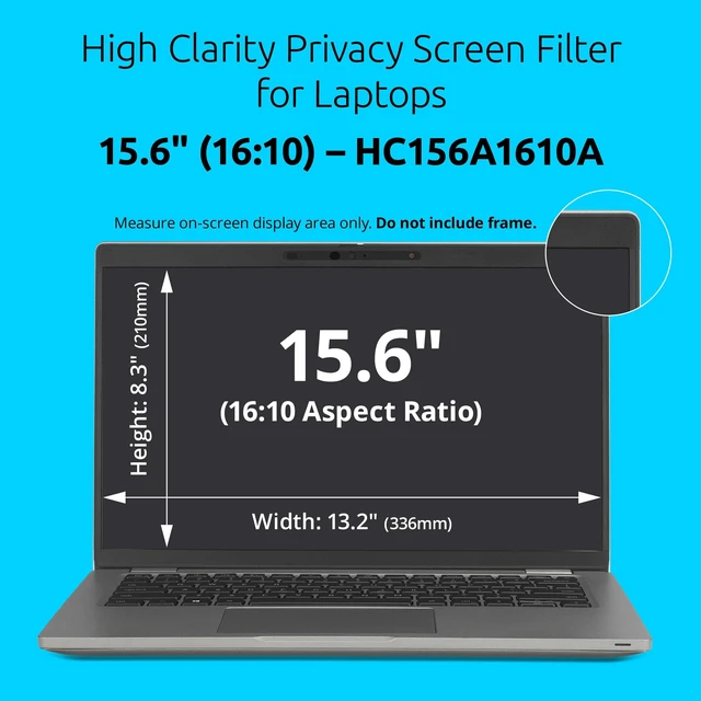 Alt view image 2 of 7 - High Clarity Privacy Screens Filter for 15.6 inch 16:10 Laptops, Easy Installation Privacy Filter, Anti-Glare, 2H hardness Protection, Compatible with HP Lenovo Samsung Asus HC156A1610A