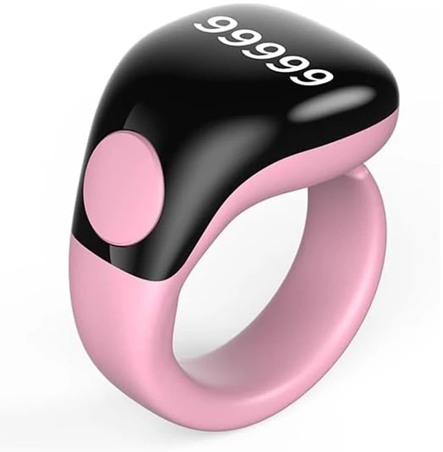 Main image of Smart Tasbih Zikr Ring,Adjustable(18/20/22mm) Muslim Digital Azan Alarm Clock Counter,APP Support Digital Counter Prayer Reminder Rings, Waterproof 5 Digit Finger Counter for Muslims(Pink)
