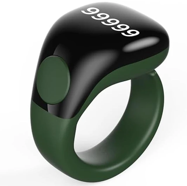 Main image of Smart Tasbih Zikr Ring,Adjustable(18/20/22mm) Muslim Digital Azan Alarm Clock Counter,APP Support Digital Counter Prayer Reminder Rings, Waterproof 5 Digit Finger Counter for Muslims(Green)