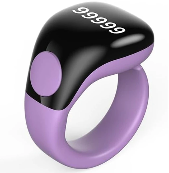 Main image of Smart Tasbih Zikr Ring,Adjustable(18/20/22mm) Muslim Digital Azan Alarm Clock Counter,APP Support Digital Counter Prayer Reminder Rings, Waterproof 5 Digit Finger Counter for Muslims(Purple)