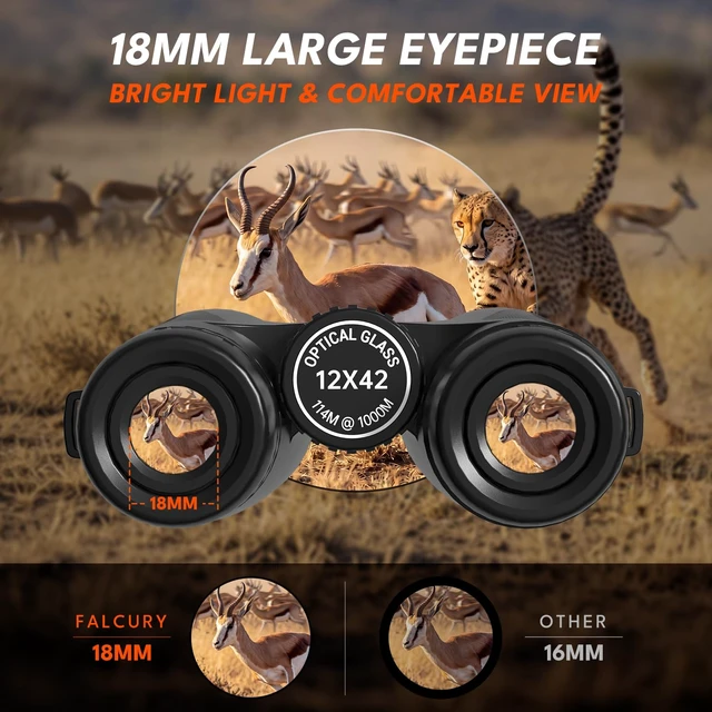 Alt view image 2 of 7 - 12x42 HD Binoculars for Adults & Kids High Powered Compact Binoculars with Low Light Night Vision for Bird Watching, Hunting, Cruise Travel, Camping, Hiking and Outdoor Sports, Gifts for Men