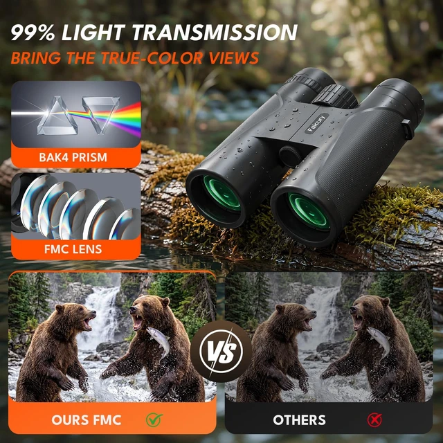 Alt view image 4 of 7 - 12x42 HD Binoculars for Adults & Kids High Powered Compact Binoculars with Low Light Night Vision for Bird Watching, Hunting, Cruise Travel, Camping, Hiking and Outdoor Sports, Gifts for Men