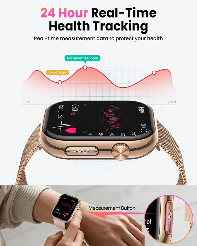 Alt view image 3 of 7 - Smart Watch for Men Women,1.96" HD AMOLED Fitness Watch Tracker with 2 Band 20 Day+Battery Life/Heart Rate SpO2 Sleep Monitor,/140+Sport Modes/Bluetooth Call,/IP68 Waterproof/ Android iOS