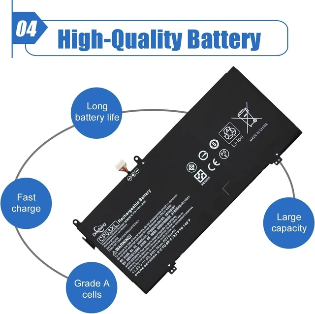 Alt view image 6 of 7 - CP03XL Laptop Battery for HP Spectre x360 13 Convertible PC 13-ae000 11.55V 60.9Wh 5275mAh, Compatible with Spectre x360 13-ae013dx 13-ae015dx 13-ae052nr Series, HSTNN-LB8E 929066-421 929072-855