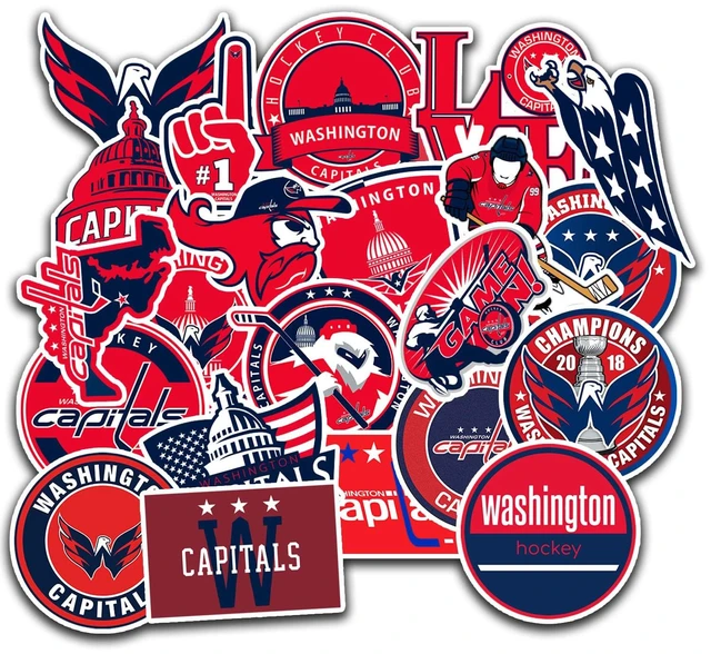 Main image of 22 PCS Washington American Capitals Hockey Stickers for Water Bottle, Laptop, Bicycle, Computer, Motorcycle, Travel Case, Car Decal Decoration Stickers