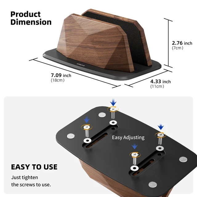 Alt view image 7 of 7 - Vertical Laptop Stand - Walnut Adjustable Laptop Holder,Desktop Dock Compatible with All MacBook, Surface,Chromebook,Dell & More(Walnut)