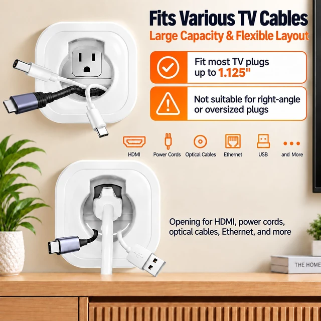 Alt view image 3 of 7 - in Wall Cable Management Kit, Recessed Cable Hider for Wall Mounted TV TV Outlet Wall Kit for Power & Low Voltage Cords, Hide TV Wires Behind the Drywall w/ 6ft Extension Cord, Hole Saw Attachment