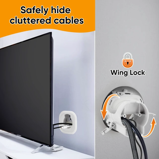 Alt view image 4 of 7 - in Wall Cable Management Kit, Recessed Cable Hider for Wall Mounted TV TV Outlet Wall Kit for Power & Low Voltage Cords, Hide TV Wires Behind the Drywall w/ 6ft Extension Cord, Hole Saw Attachment