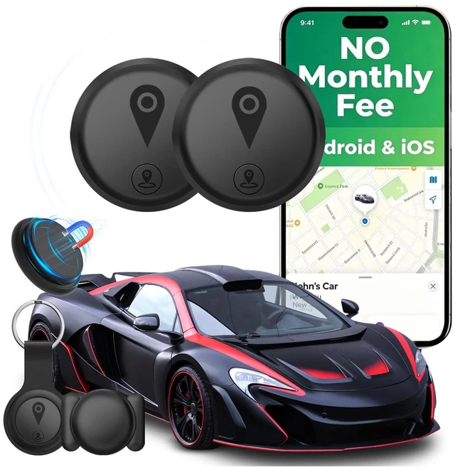 Main image of GPS Tracker for Vehicles,2 Pack Tracker Device for Vehicles for iOS Find My Hidden Portable GPS Tracker for Cars Splashproof AvailableNo Monthly Fee Subscription No SIM Card Required - Black