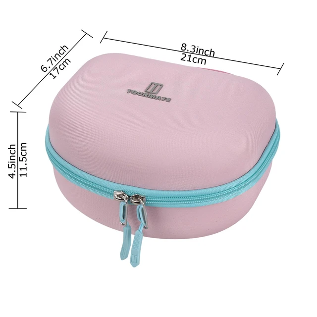 Alt view image 3 of 7 - Hard Travel Case for Riwbox CT-7 / CT-7S Cat Ear LED Light Kids Wireless Headphones, Protective Carrying Storage Bag Box for Sale(Pink&Cyan)