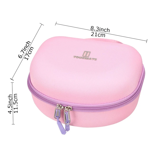 Alt view image 4 of 7 - Hard Travel Case for Riwbox CT-7 CT-7S / iClever HS01 / FosPower Cat Ear LED Light Kids Wireless Headphones, Protective Carrying Storage BagBox for Sale (Purple&Pink)
