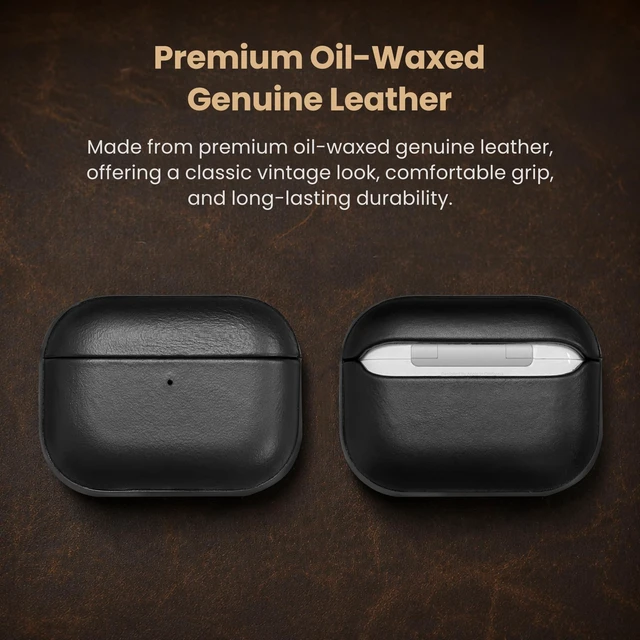 Alt view image 3 of 7 - Magnetic Lid Genuine Leather Case for AirPods Pro 3 (2025) Handmade Top Grade Vintage Cover with Lanyard for AirPods Pro 3rd Generation, Wireless Charging Compatible