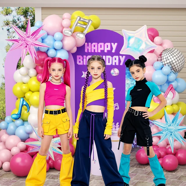 Alt view image 6 of 7 - 175Pcs Colorful K-Pop Balloon Arch Kit, Hot Pink Blue Yellow White Pink Balloons with Disco Ball Music Note Iridescent Star Foil Balloons for Kpop Music Disco Theme Birthday Prom Concert Party