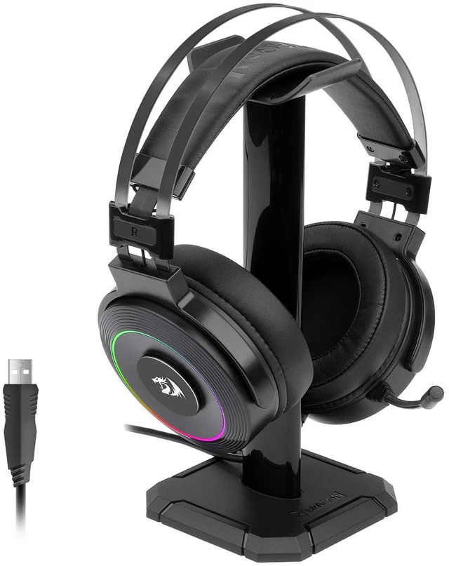Main image of USB Wired Gaming Headset with 7.1 Surround Sound, Volume Control Noise Cancelling Mic, RGB Light, Headphone Stand, 40mm Drivers, Over Ear for PC, PS4, NS, Black