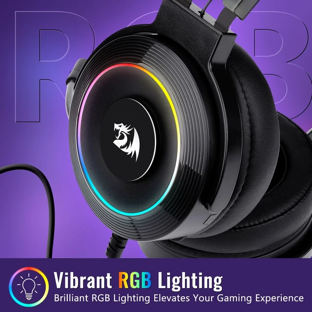 Alt view image 6 of 7 - USB Wired Gaming Headset with 7.1 Surround Sound, Volume Control Noise Cancelling Mic, RGB Light, Headphone Stand, 40mm Drivers, Over Ear for PC, PS4, NS, Black