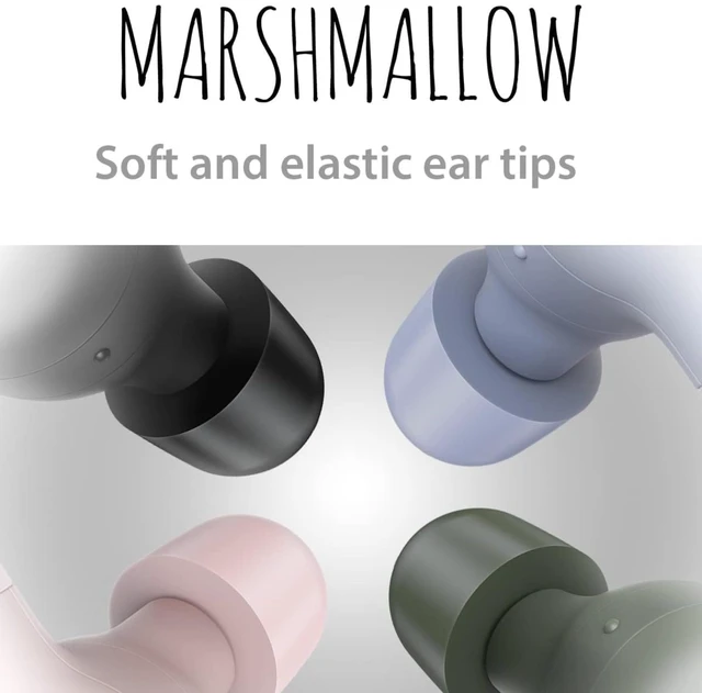 Alt view image 2 of 7 - Marshmallow True Wireless Bluetooth 5.3 Earbuds 28H Battery, Memory Foam Earpieces for All-Day Comfort, IPX4 Water Resistant, Mic, Compact Case, for iPhone & Android