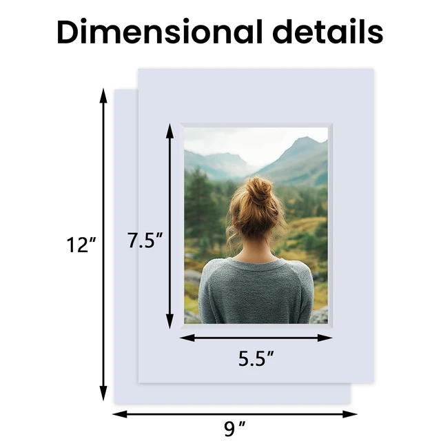 Alt view image 2 of 6 - 5 Pack Acid Free 9x12 White Picture Mats Board Kit for 6x8 4-Ply Beveled Pre-Cut Photo Mats with Backing Board for Frames, Artwork and Prints