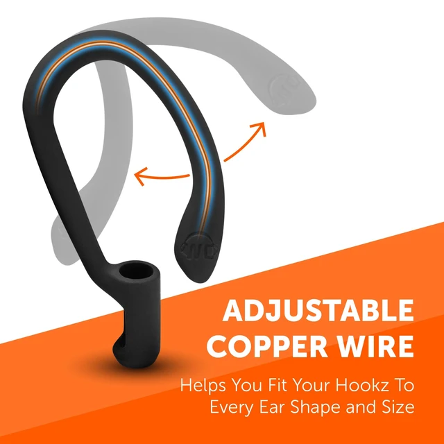 Alt view image 2 of 7 - HookZ - Adjustable Over-Ear Hooks for AirPods 4 Made by Wicked Cushions Malleable Core for Custom Fit, Secure & Comfortable, Patent Pending Black
