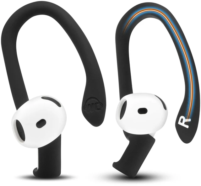 Main image of HookZ - Adjustable Over-Ear Hooks for AirPods 4 Made by Wicked Cushions Malleable Core for Custom Fit, Secure & Comfortable, Patent Pending Black