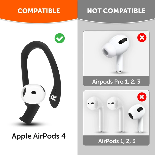 Alt view image 4 of 7 - HookZ - Adjustable Over-Ear Hooks for AirPods 4 Made by Wicked Cushions Malleable Core for Custom Fit, Secure & Comfortable, Patent Pending Black