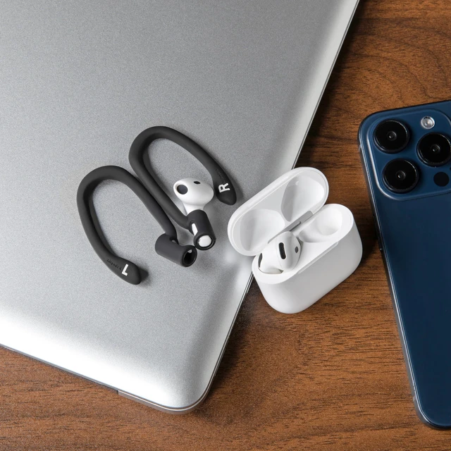 Alt view image 5 of 7 - HookZ - Adjustable Over-Ear Hooks for AirPods 4 Made by Wicked Cushions Malleable Core for Custom Fit, Secure & Comfortable, Patent Pending Black