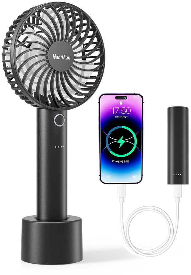 Main image of Portable Handheld Fan, Small Personal Hand Fan, Electric Mini Cooling Fans, USB Rechargeable Desk Fans for Travel Beach Makeup Office Disney, Gifts for Women(Black)
