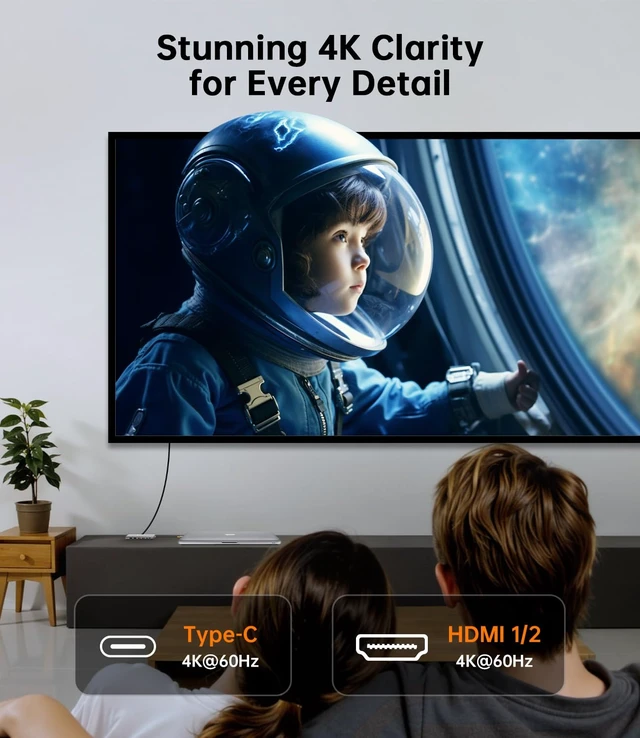 Alt view image 3 of 7 - 14-in-1 USB C Docking Station for Laptop, Triple MonitorI & 4K@60Hz 100W PD, 10Gbps USB, Gigabit Ethernet, SD/TF, Audio for Dell/HP/Lenovo