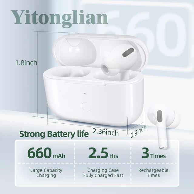 Alt view image 5 of 7 - Replacement Charging Case Compatible with AirPods Pro 1/2 Replacement Case, Bluetooth Pairing, Light-ning Port, Earbuds Not Included
