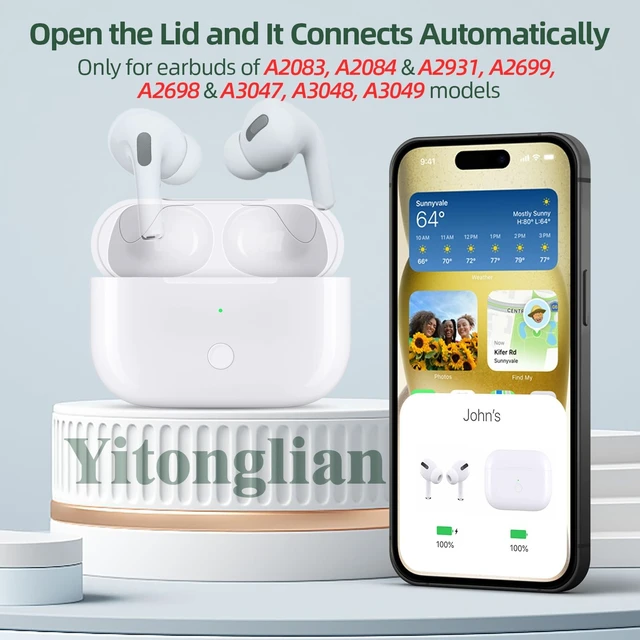 Alt view image 6 of 7 - Replacement Charging Case Compatible with AirPods Pro 1/2 Replacement Case, Bluetooth Pairing, Light-ning Port, Earbuds Not Included
