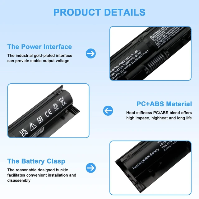 Alt view image 3 of 7 - VI04 V104 Battery Replacement for HP Envy 14 15 17 Series Compatible with HP ProBook 440 G2 450 G2 TPN Q139 Q140 Q141 Q142 Q143 Spare 756743-001 756745-001 756479-421 HSTNN-DB6K HSTNN-LB6K
