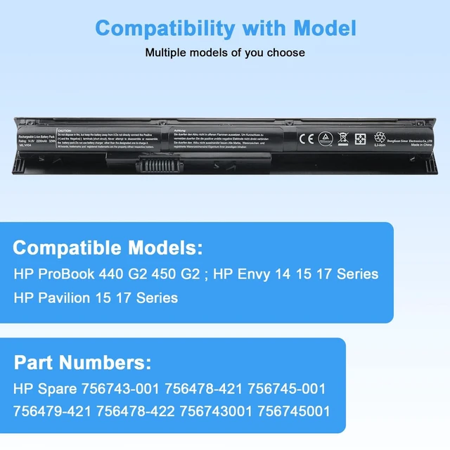 Alt view image 4 of 7 - VI04 V104 Battery Replacement for HP Envy 14 15 17 Series Compatible with HP ProBook 440 G2 450 G2 TPN Q139 Q140 Q141 Q142 Q143 Spare 756743-001 756745-001 756479-421 HSTNN-DB6K HSTNN-LB6K