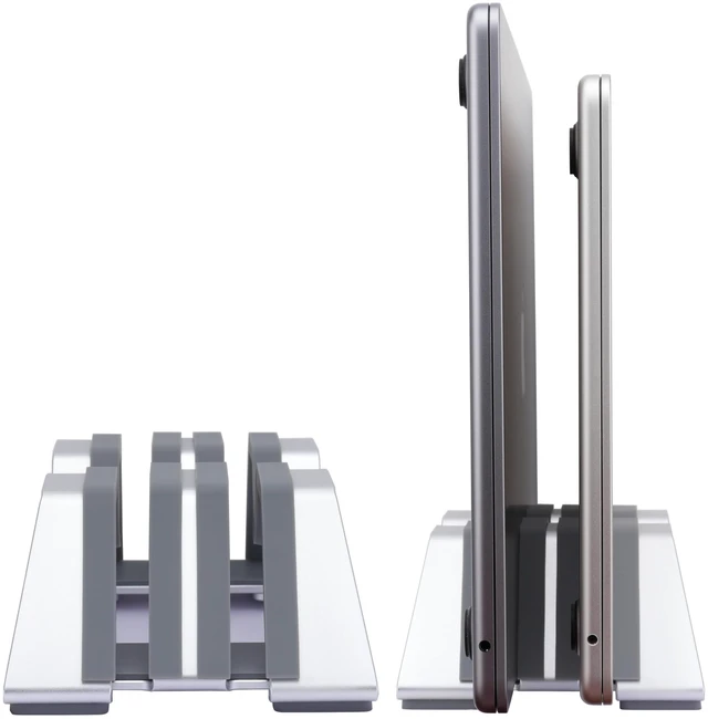 Main image of Adjustable Dual Vertical Laptop Stand - Supports 2 Devices Holder, Fit for All Laptops(10-30mm Thickness) - Fashion Design, Adjustable Width, Anti-Slip & Scratch-Resistant, Patented Design