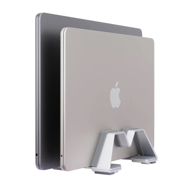 Alt view image 2 of 5 - Adjustable Dual Vertical Laptop Stand - Supports 2 Devices Holder, Fit for All Laptops(10-30mm Thickness) - Fashion Design, Adjustable Width, Anti-Slip & Scratch-Resistant, Patented Design