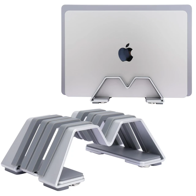 Alt view image 3 of 5 - Adjustable Dual Vertical Laptop Stand - Supports 2 Devices Holder, Fit for All Laptops(10-30mm Thickness) - Fashion Design, Adjustable Width, Anti-Slip & Scratch-Resistant, Patented Design
