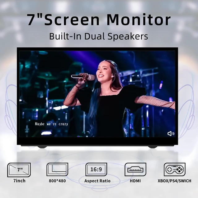 Alt view image 2 of 7 - Upgraded Version 7'' Raspberry Pi Screen HDMI Monitor 800x480 LCD Screen Mini Small Monitor for Raspberry Pi 4/3/2/Zero/B/B+ Win11/10/8/7 (Non-Touch), Dual Speakers, Driver Free