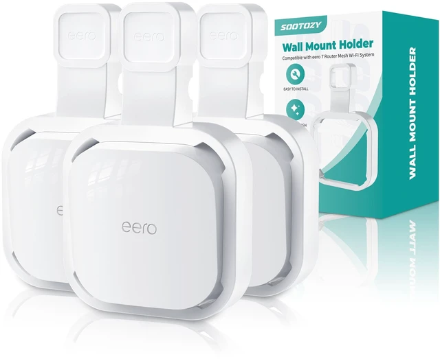 Main image of Wall Mount Holder for eero 7 Router Mesh Wi-Fi System No Messy Wires, Space-Saving Outlet Wall Mount Holder for eero 7 Extender, Stand Bracket for eero 7 (3 Pack)